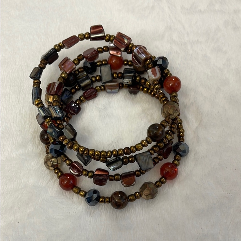 FOUR WRAP Elegant Beaded Bracelet Multi Colored